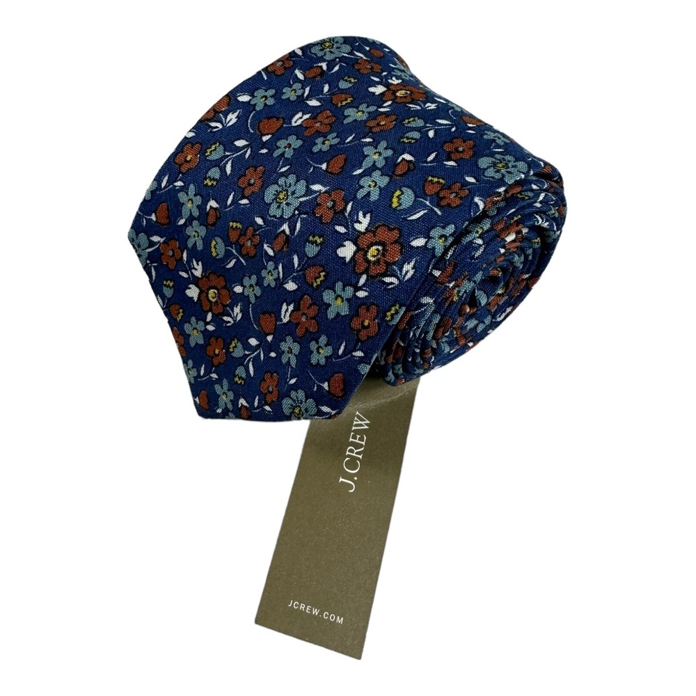 J Crew Ludlow Blue Floral Pure Silk Mens Tie 3 Inch Width NWT